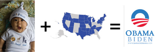 Onesie + map of swing states = Obama/Biden