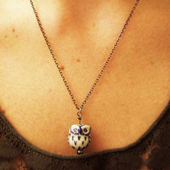 Porcelain Owl Necklace | Owl Pendant | Owl Jewelry Porcelain Owl Necklace | Owl Pendant | Owl Jewelry
